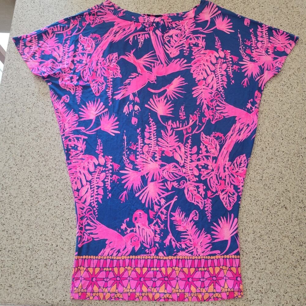 Lilly Pulitzer Lowe Indigo Night Caw Print Dolman Sleeve Jersey Knit Dress✨️S - Picture 2 of 12